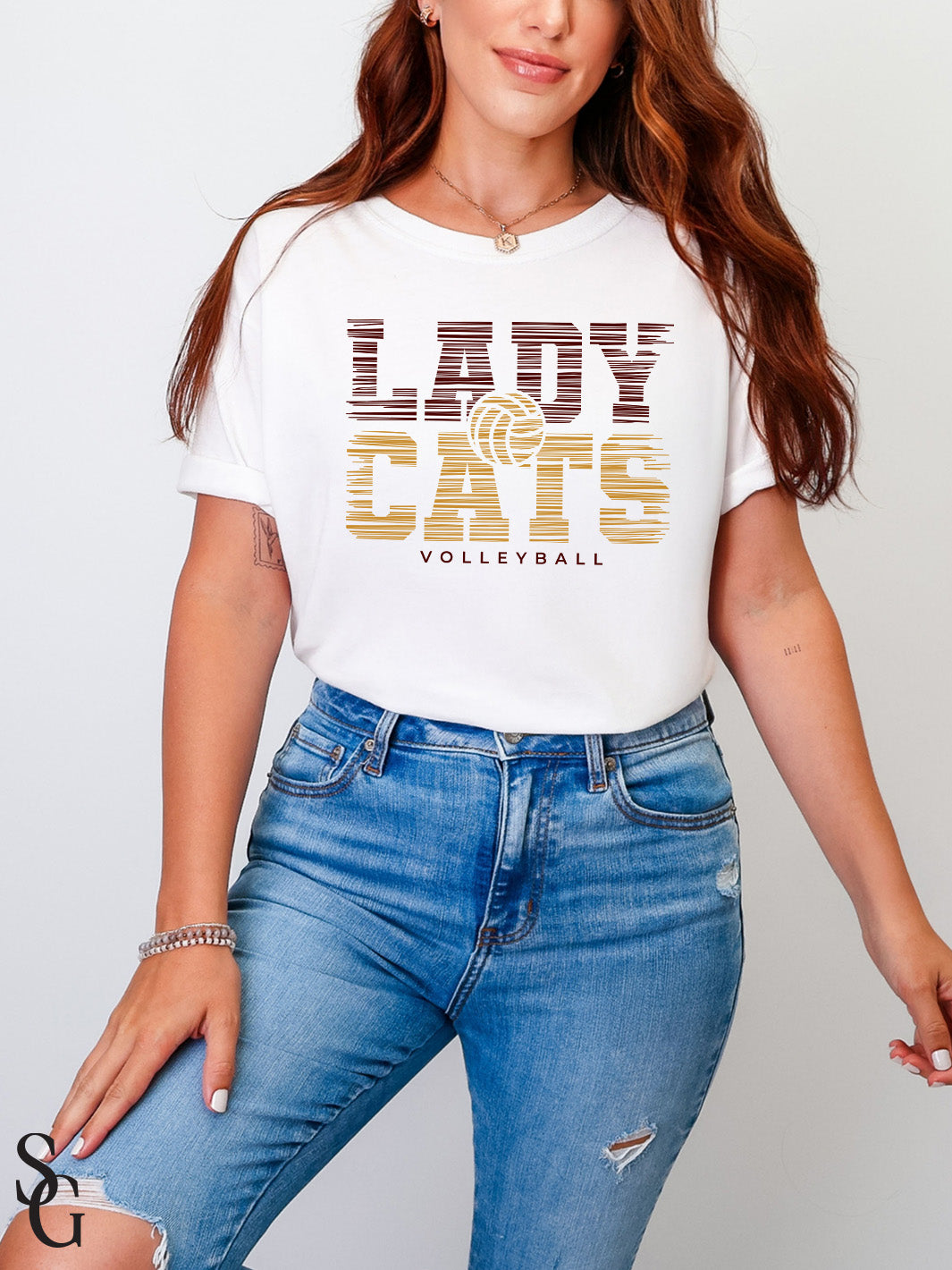Through The Lines Lady Cats Volleyball Tee